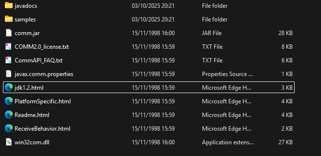 Java Communications API Files